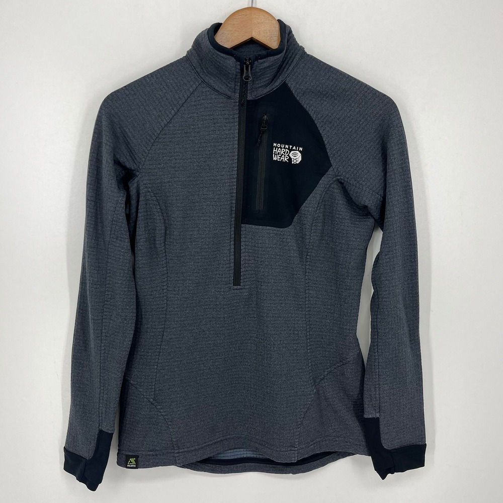 Mountain Hardwear Polartec Fleece Quarter Zip Pullover Grey OL4065 Womens XS